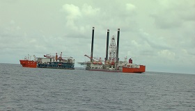 Offloading of rigs in progress