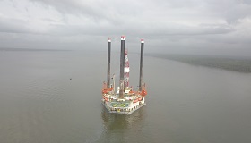 Offshore drilling Rig Offloaded and ready for tow